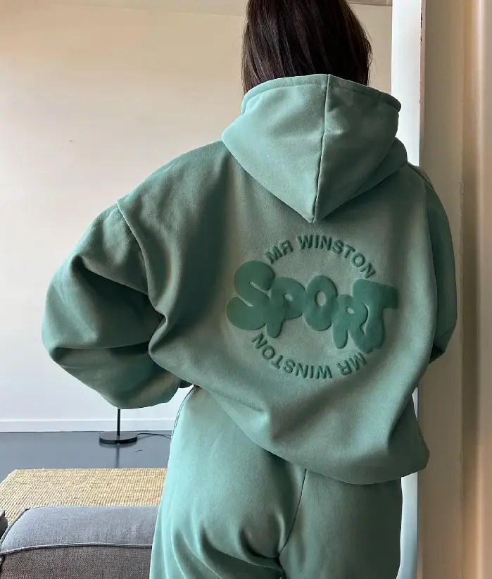 Mr Winston Deep Sage Puff Hoodie Mr Winston Deep Sage Puff Hoodie